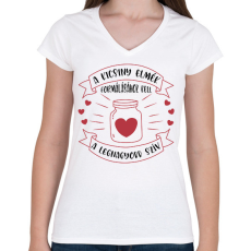 PRINTFASHION Kicsiny elmék formálása - Női V-nyakú póló - Fehér