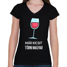 PRINTFASHION KICSIT TÖRNI MAGYAR - Női V-nyakú póló - Fekete női póló