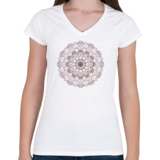 PRINTFASHION Kifesthető mandala minta6. - Női V-nyakú póló - Fehér női póló