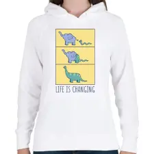 PRINTFASHION Kígyó és az elefánt - Női kapucnis pulóver - Fehér női pulóver, kardigán
