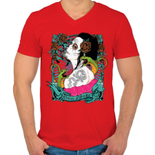 PRINTFASHION Kígyókirálynő - Férfi V-nyakú póló - Piros férfi póló