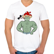 PRINTFASHION Kigyúrt béka - Férfi V-nyakú póló - Fehér férfi póló