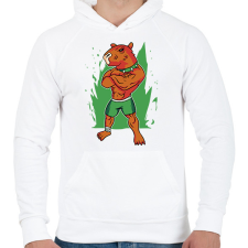 PRINTFASHION Kigyúrt capybara - Férfi kapucnis pulóver - Fehér férfi pulóver, kardigán