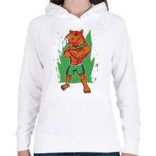 PRINTFASHION Kigyúrt capybara - Női kapucnis pulóver - Fehér női pulóver, kardigán