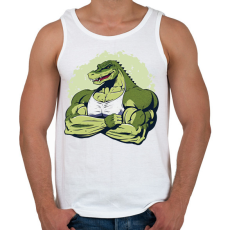 PRINTFASHION Kigyúrt krokodil - Férfi atléta - Fehér