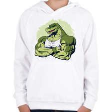 PRINTFASHION Kigyúrt krokodil - Gyerek kapucnis pulóver - Fehér gyerek pulóver, kardigán