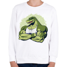 PRINTFASHION Kigyúrt krokodil - Gyerek pulóver - Fehér gyerek pulóver, kardigán