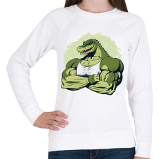 PRINTFASHION Kigyúrt krokodil - Női pulóver - Fehér