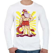 PRINTFASHION Kigyúrt Télapó - Férfi hosszú ujjú póló - Fehér férfi póló