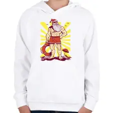 PRINTFASHION Kigyúrt Télapó - Gyerek kapucnis pulóver - Fehér gyerek pulóver, kardigán