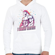 PRINTFASHION Kigyúrt unikornis - Férfi kapucnis pulóver - Fehér