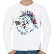 PRINTFASHION Kigyúrt unikornis - Férfi pulóver - Fehér