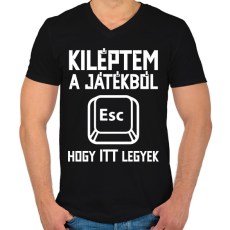 PRINTFASHION Kiléptem a játékból, hogy itt legyek - Férfi V-nyakú póló - Fekete