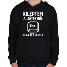 PRINTFASHION Kiléptem a játékból, hogy itt legyek - Gyerek kapucnis pulóver - Fekete gyerek pulóver, kardigán