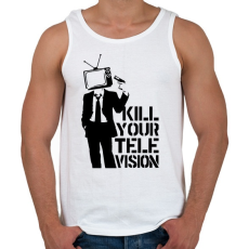PRINTFASHION Kill your TV - Férfi atléta - Fehér