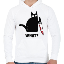 PRINTFASHION KillerCat - Férfi kapucnis pulóver - Fehér férfi pulóver, kardigán
