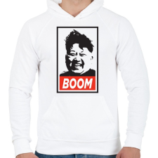 PRINTFASHION Kim Jong Boom - Férfi kapucnis pulóver - Fehér férfi pulóver, kardigán