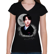 PRINTFASHION Kim Seok Jin - Női V-nyakú póló - Fekete női póló