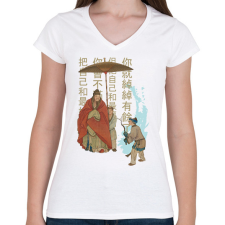 PRINTFASHION Kínai kultúra - Női V-nyakú póló - Fehér női póló