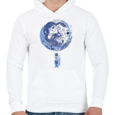 PRINTFASHION Kínai sárkány - Férfi kapucnis pulóver - Fehér férfi pulóver, kardigán