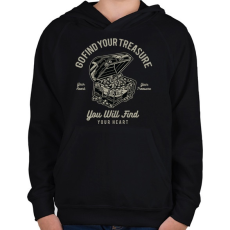 PRINTFASHION Kincsesláda - Gyerek kapucnis pulóver - Fekete