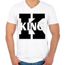 PRINTFASHION King  - Férfi V-nyakú póló - Fehér férfi póló