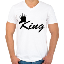 PRINTFASHION king - Férfi V-nyakú póló - Fehér férfi póló