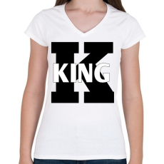 PRINTFASHION King  - Női V-nyakú póló - Fehér