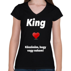 PRINTFASHION King - Női V-nyakú póló - Fekete