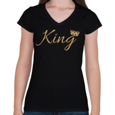 PRINTFASHION King - Női V-nyakú póló - Fekete női póló