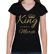 PRINTFASHION king - Női V-nyakú póló - Fekete női póló