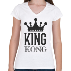 PRINTFASHION KINGKONG - Női V-nyakú póló - Fehér