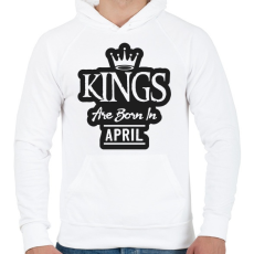 PRINTFASHION KINGS are born in April - fekete - Férfi kapucnis pulóver - Fehér