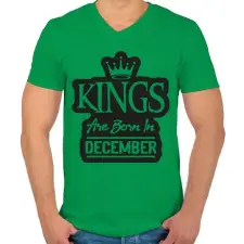 PRINTFASHION KINGS are born in December - fekete - Férfi V-nyakú póló - Zöld férfi póló