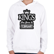 PRINTFASHION KINGS are born in February - fekete - Gyerek kapucnis pulóver - Fehér