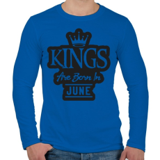 PRINTFASHION KINGS are born in June - fekete - Férfi hosszú ujjú póló - Királykék