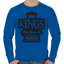 PRINTFASHION KINGS are born in March - fekete - Férfi pulóver - Királykék férfi pulóver, kardigán