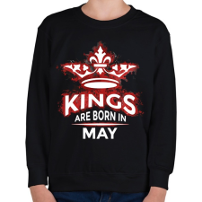PRINTFASHION Kings are born in May - Gyerek pulóver - Fekete gyerek pulóver, kardigán