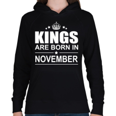 PRINTFASHION Kings are born in November - Női kapucnis pulóver - Fekete