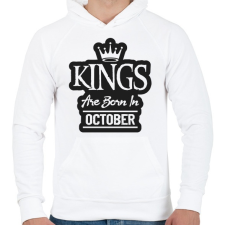 PRINTFASHION KINGS are born in October - fekete - Férfi kapucnis pulóver - Fehér férfi pulóver, kardigán