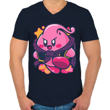 PRINTFASHION Kirby BUU - Férfi V-nyakú póló - Sötétkék férfi póló