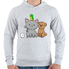 PRINTFASHION Kis kedvencek  - Férfi kapucnis pulóver - Sport szürke férfi pulóver, kardigán