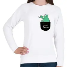 PRINTFASHION Kis szörny a zsebben - Női pulóver - Fehér női pulóver, kardigán