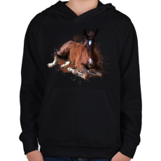 PRINTFASHION kiscsikó portré - Gyerek kapucnis pulóver - Fekete