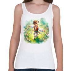 PRINTFASHION Kisfiú népviseletben a tavaszi virágos réten - Női atléta - Fehér