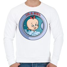 PRINTFASHION Kislány a mosógépben - Férfi pulóver - Fehér férfi pulóver, kardigán