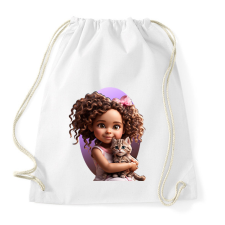 PRINTFASHION Kislány cicával - Sportzsák, Tornazsák - Fehér tornazsák