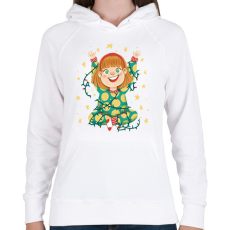 PRINTFASHION Kislány égősorral - Női kapucnis pulóver - Fehér