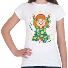 PRINTFASHION Kislány égősorral - Női póló - Fehér