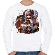 PRINTFASHION Kislány karácsonyi ruhában - Férfi pulóver - Fehér férfi pulóver, kardigán